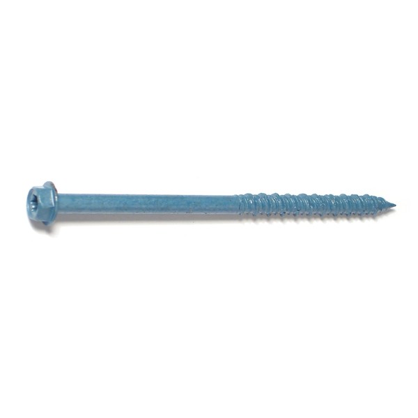 Torquemaster Masonry Screw, 1/4" Dia., Hex, 4 in L, Steel Blue Ruspert, 100 PK 51217